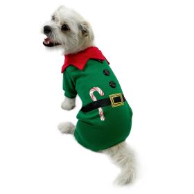 Shimmery Candy Cane Elf Bodysuit (Color: Green, size: M)